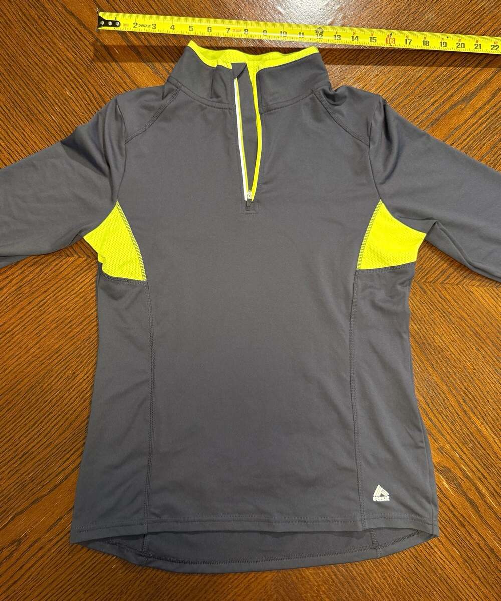RBX Performance Women's Quarter-Zip Gray and Neon Yellow Long Sleeve Running Shi